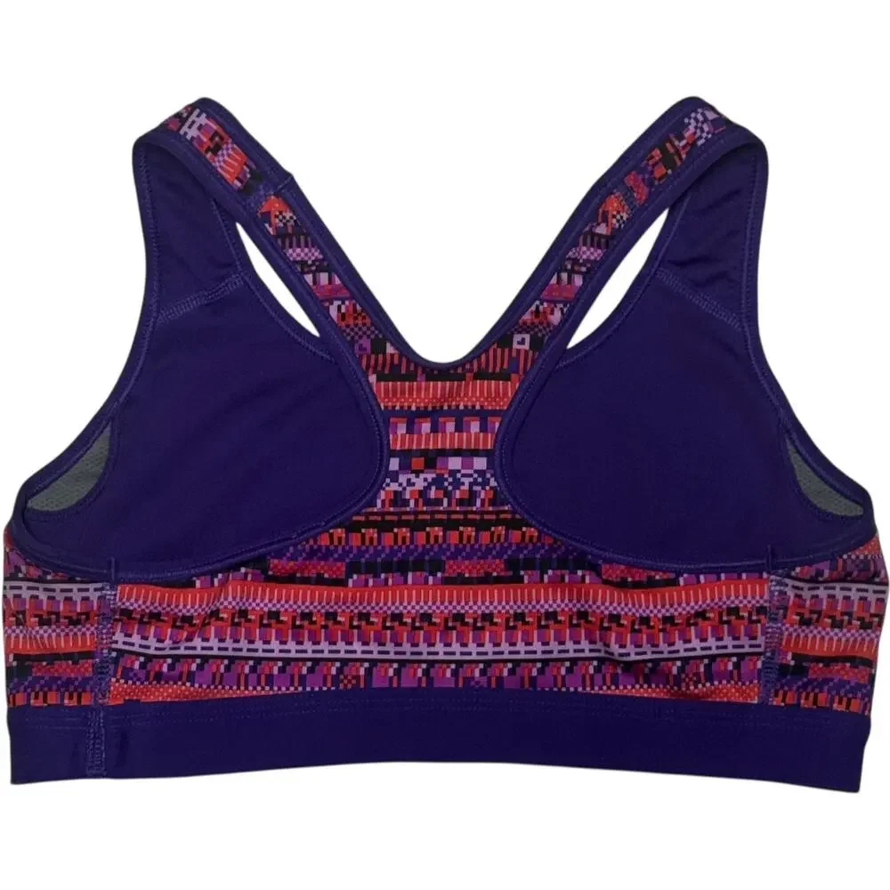 Nike Pro Racer Back Sports Bra 8-Bit Purple Red Black Medium